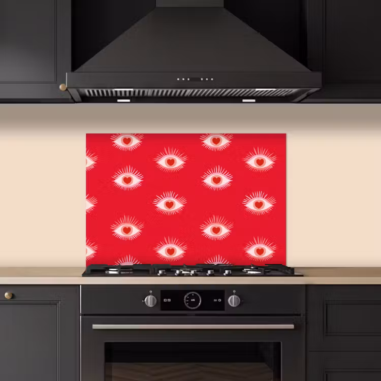 Spatscherm keuken - Ogen - Hart - Abstract - Rood - Roze — 5