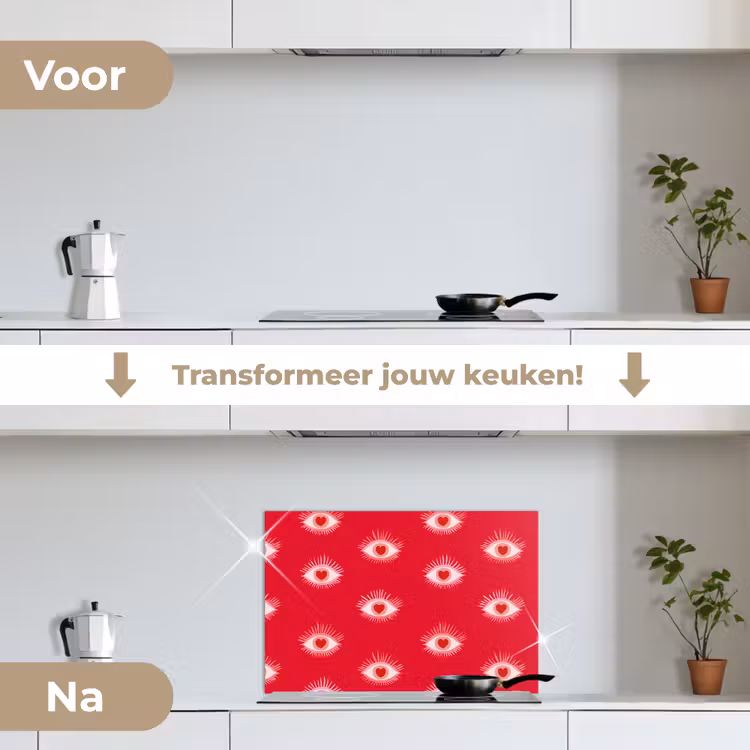 Spatscherm keuken - Ogen - Hart - Abstract - Rood - Roze — 7