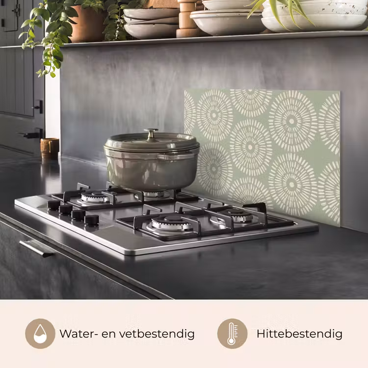 Spatscherm keuken - Patroon - Cirkels - Abstract - Modern - Groen — 2