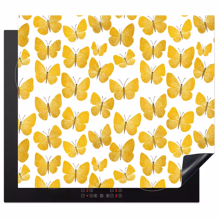 Inductie beschermer - Vlinders - Botanisch - Illustratie - Geel - Wit — 1