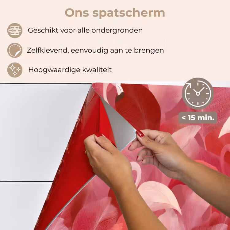 Spatscherm keuken - Flamingo - Botanisch - Elegant - Roze - Rood — 4