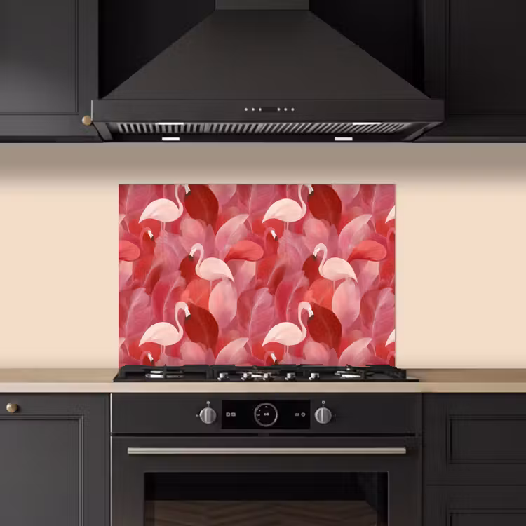 Spatscherm keuken - Flamingo - Botanisch - Elegant - Roze - Rood — 5