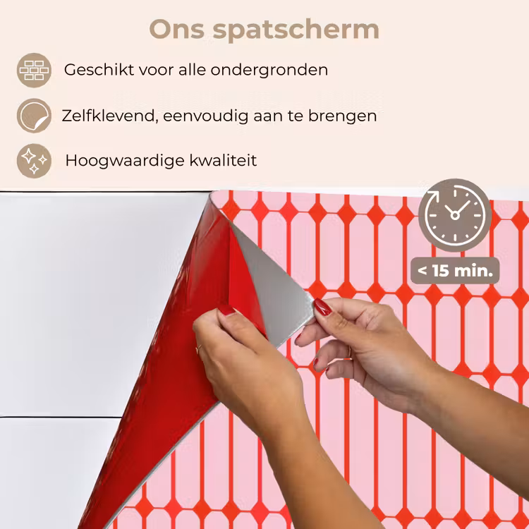 Spatscherm keuken - Geometrisch - Minimalistisch - Rood - Roze — 4