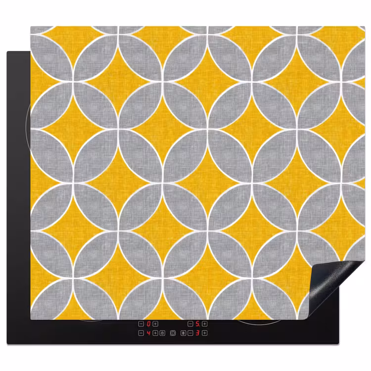 Inductie beschermer - Geometrisch - Cirkels - Textuur - Grijs - Geel — 1