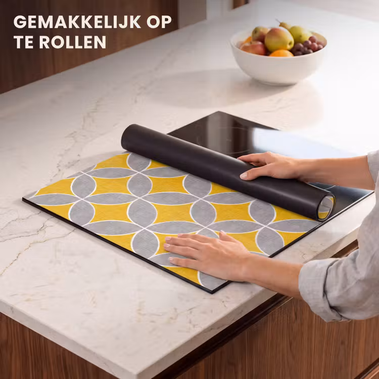 Inductie beschermer - Geometrisch - Cirkels - Textuur - Grijs - Geel — 7
