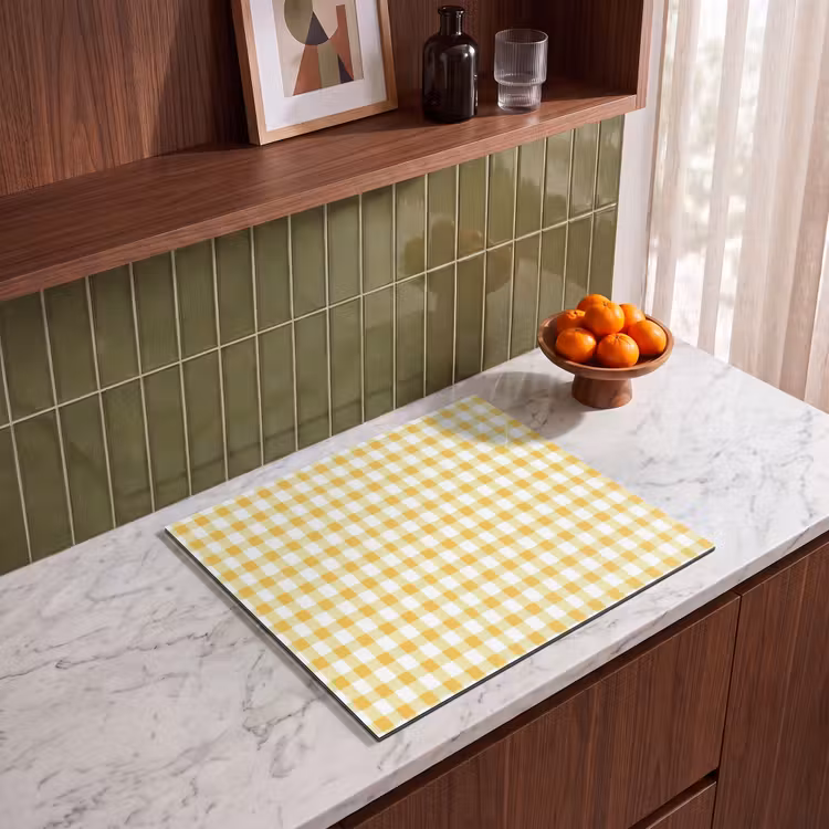 Inductie beschermer - Ruit - Gingham - Klassiek - Geel en Wit — 4