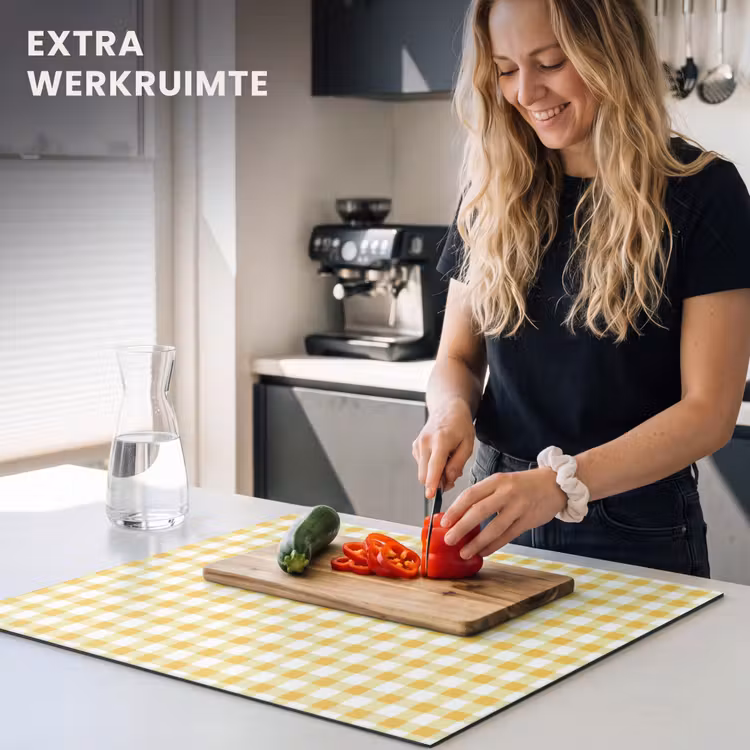 Inductie beschermer - Ruit - Gingham - Klassiek - Geel en Wit — 5
