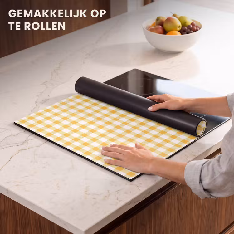 Inductie beschermer - Ruit - Gingham - Klassiek - Geel en Wit — 7