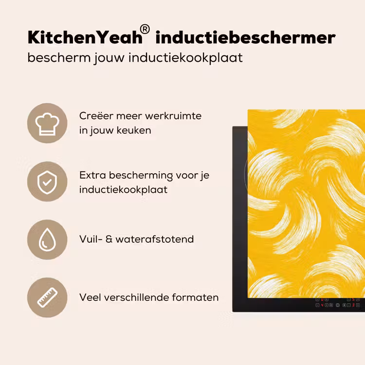 Inductie beschermer - Verfstreken - Abstract - Dynamisch - Geel — 5