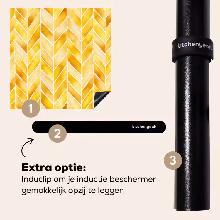 Inductie beschermer - Visgraat - Aquarel - Patronen - Goudgeel — 8