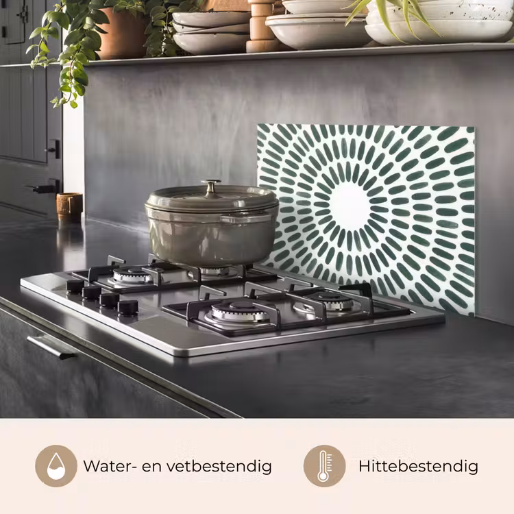 Spatscherm keuken - Abstract - Cirkel - Patroon - Modern - Groen — 2