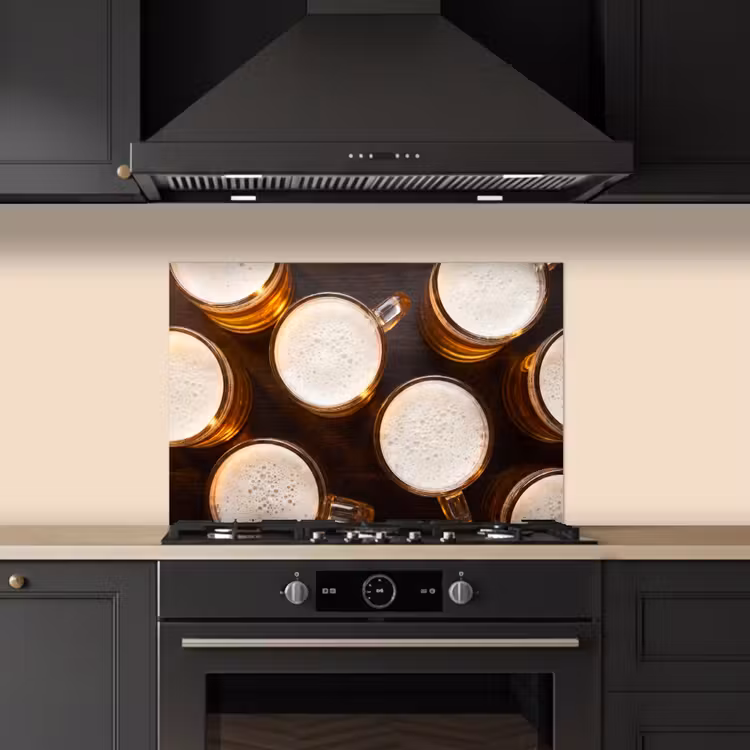 Spatscherm keuken - Bier - Glazen - Schuim - Hout - Drank — 5
