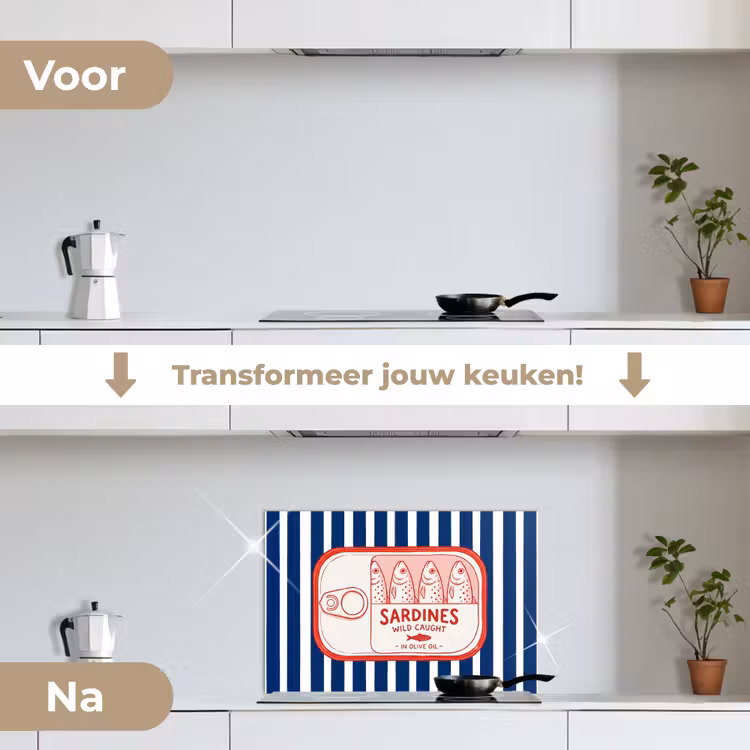 Spatscherm keuken - Eten - Vis - Blik - Illustratie - Rood — 7