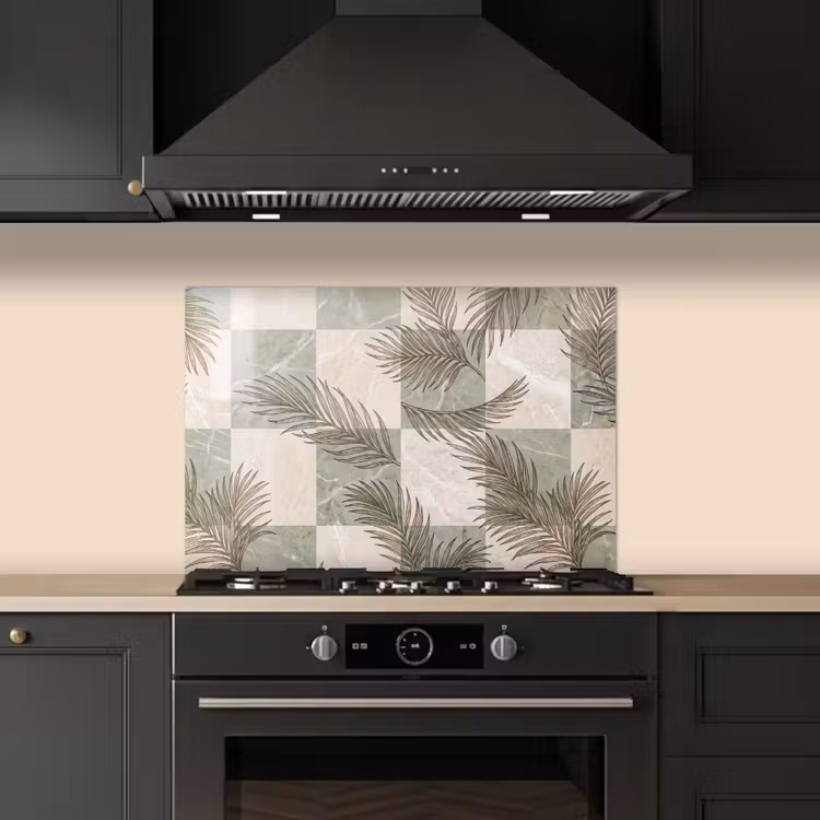 Spatscherm keuken - Planten - Bladeren - Marmer - Modern - Groen — 5