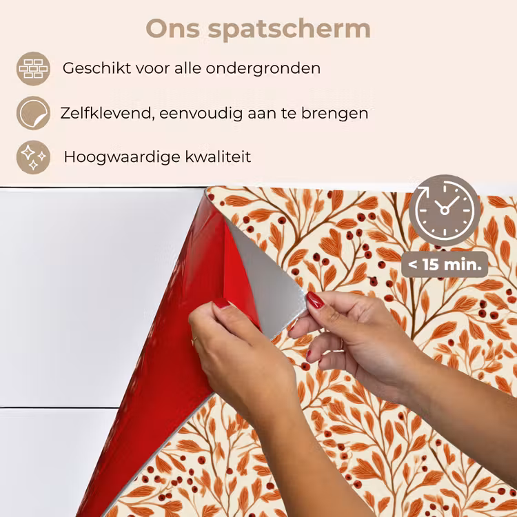Spatscherm keuken - Bladeren - Botanisch - Terracotta — 4