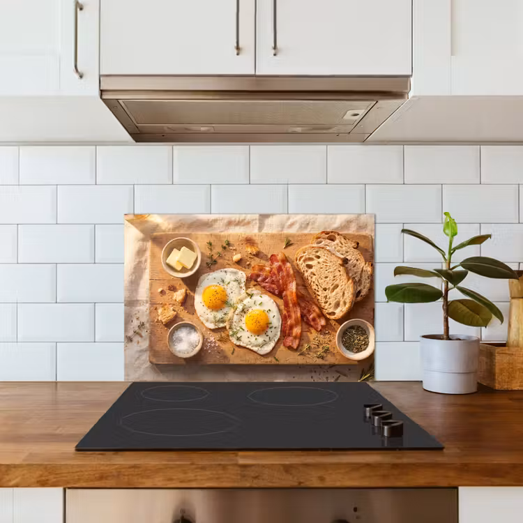 Spatscherm keuken - Eten - Ontbijt - Hout - Rustiek - Geel — 3