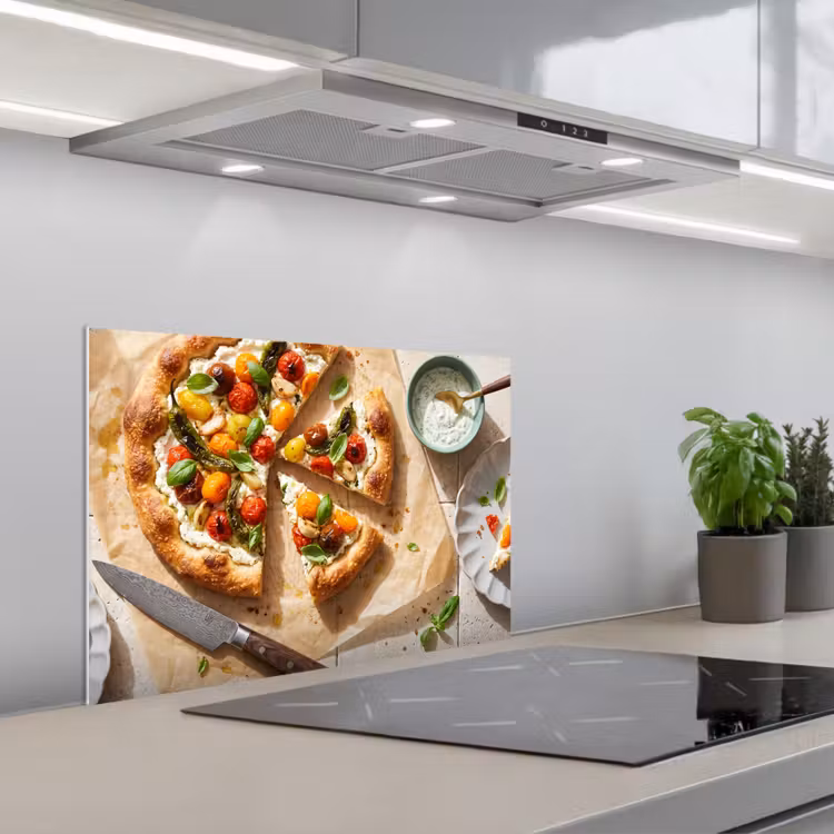 Spatscherm keuken - Eten - Tomaten - Basilicum - Maaltijd - Vers — 1