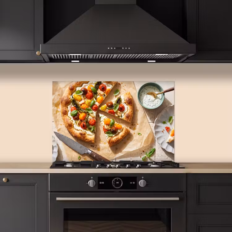Spatscherm keuken - Eten - Tomaten - Basilicum - Maaltijd - Vers — 5
