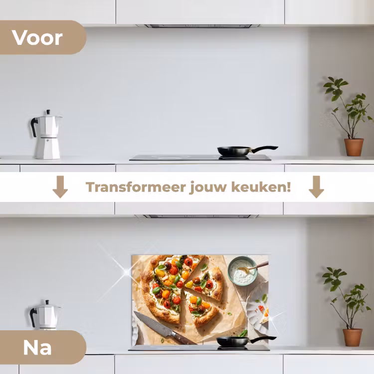 Spatscherm keuken - Eten - Tomaten - Basilicum - Maaltijd - Vers — 7