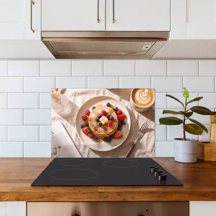 Spatscherm keuken - Pannenkoeken - Bessen - Ontbijt - Modern - Beige — 3
