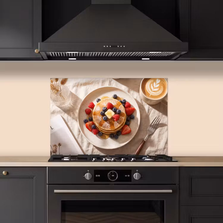 Spatscherm keuken - Pannenkoeken - Bessen - Ontbijt - Modern - Beige — 5