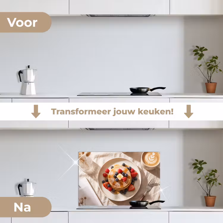 Spatscherm keuken - Pannenkoeken - Bessen - Ontbijt - Modern - Beige — 7