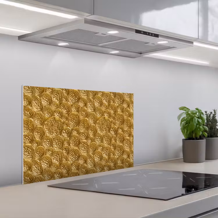 Spatscherm keuken - Gehamerd - Mozaïek - Antiek - Goud — 1
