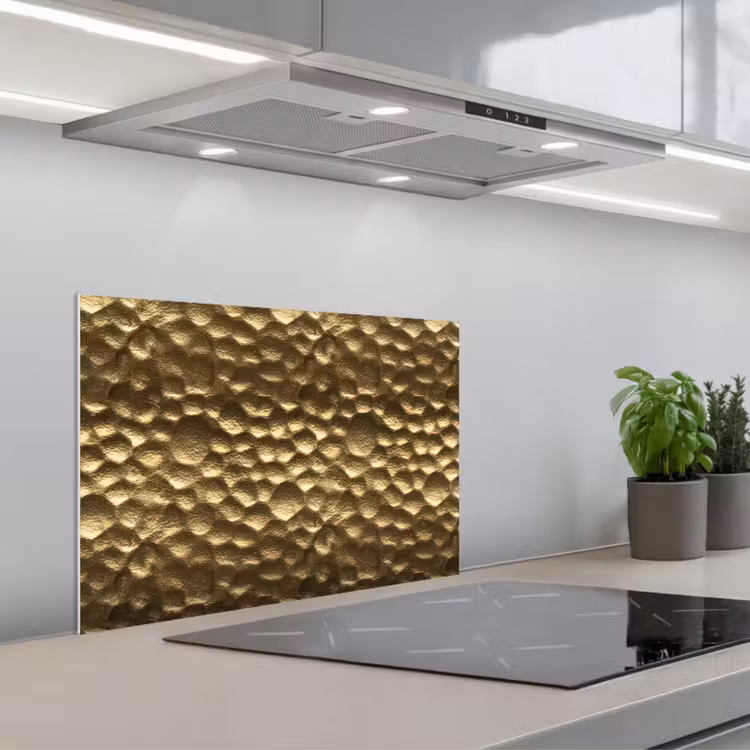 Spatscherm keuken - Gehamerd - Reliëf - Textuur - Bronsgoud — 1