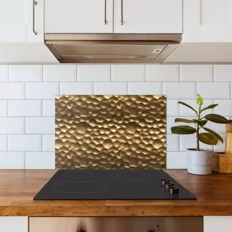 Spatscherm keuken - Gehamerd - Reliëf - Textuur - Bronsgoud — 3