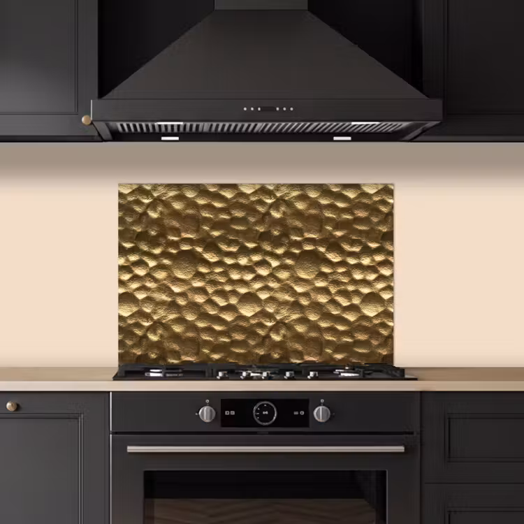 Spatscherm keuken - Gehamerd - Reliëf - Textuur - Bronsgoud — 5