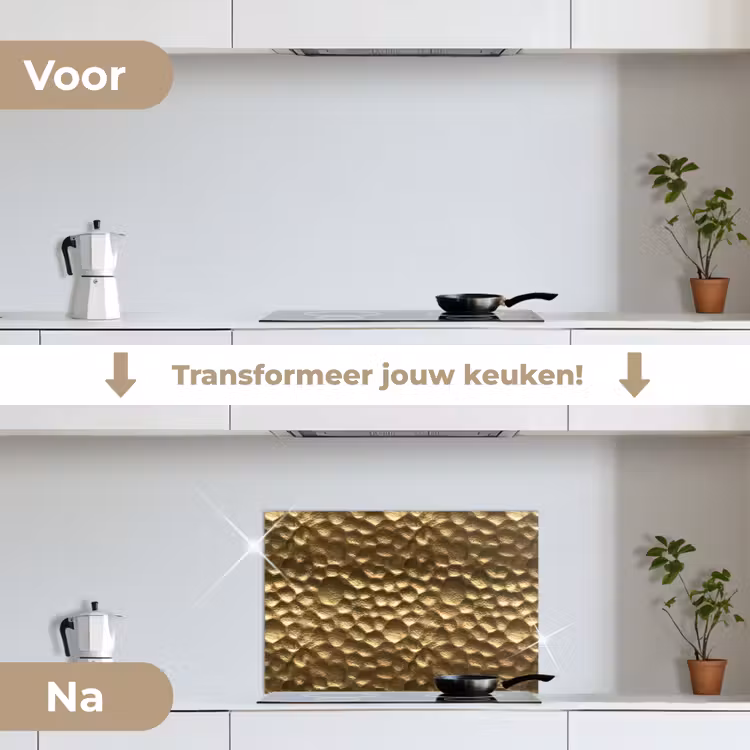 Spatscherm keuken - Gehamerd - Reliëf - Textuur - Bronsgoud — 7