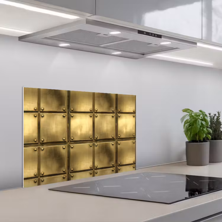 Spatscherm keuken - Platen - Industrieel - Stoer - Goud — 1