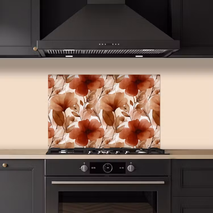 Spatscherm keuken - Bloemen - Aquarel - Botanisch - Terracotta — 5