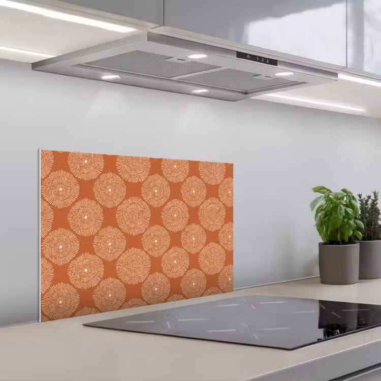 Spatscherm keuken - Cirkels - Grafisch - Patroon - Terracotta — 1