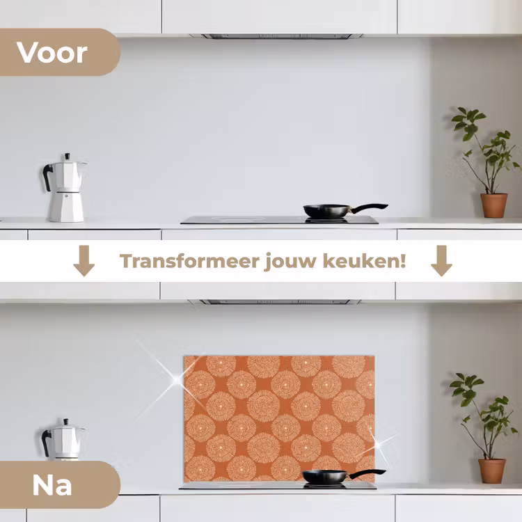 Spatscherm keuken - Cirkels - Grafisch - Patroon - Terracotta — 7