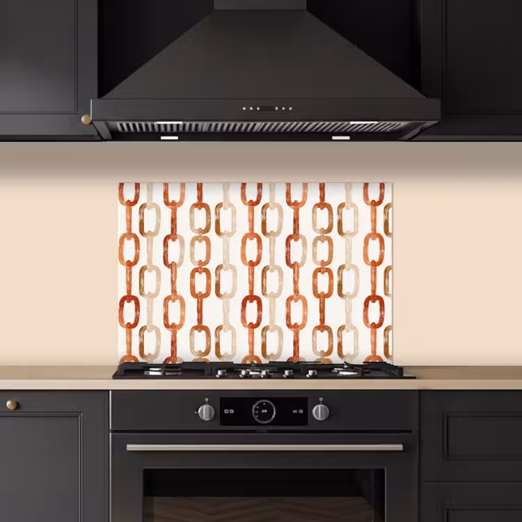Spatscherm keuken - Schakels - Patroon - Aquarel - Terracotta — 5