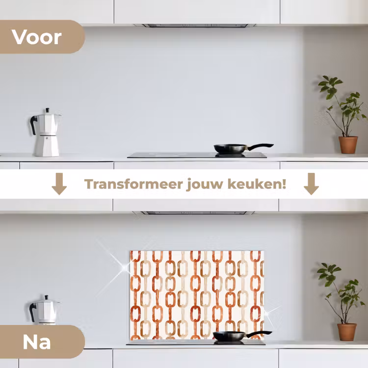 Spatscherm keuken - Schakels - Patroon - Aquarel - Terracotta — 7