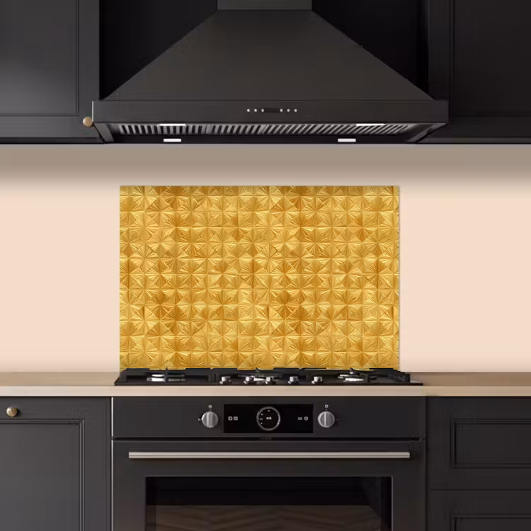 Spatscherm keuken - Tegels - Geometrisch - Reliëf - Goud — 5
