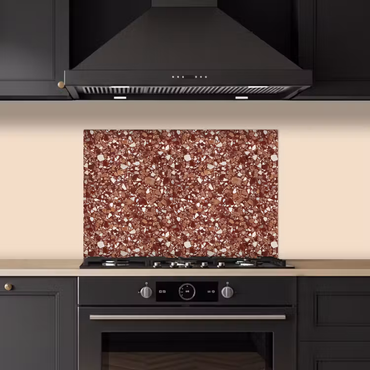 Spatscherm keuken - Terrazzo - Patroon - Steentextuur - Roodbruin — 5