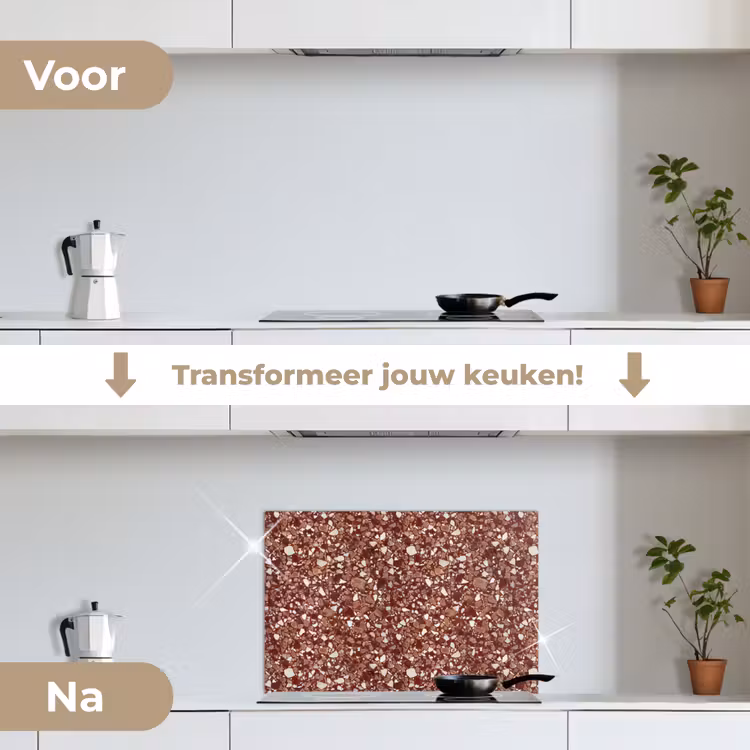 Spatscherm keuken - Terrazzo - Patroon - Steentextuur - Roodbruin — 7