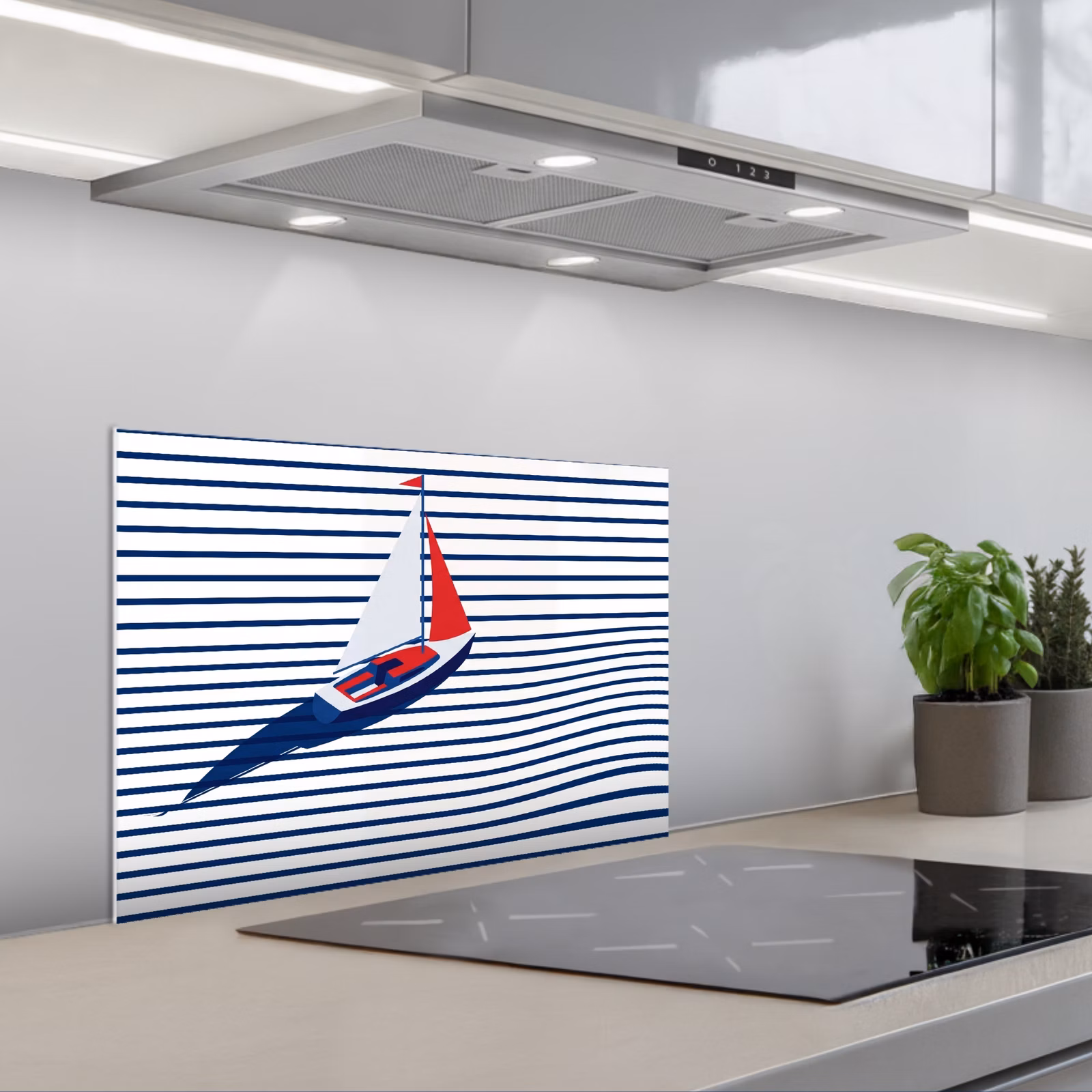 Spatscherm keuken - Boot - Water - Abstract - Blauw — 1