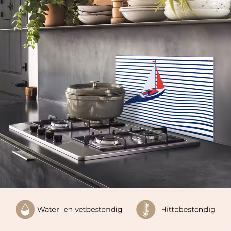 Spatscherm keuken - Boot - Water - Abstract - Blauw — 2