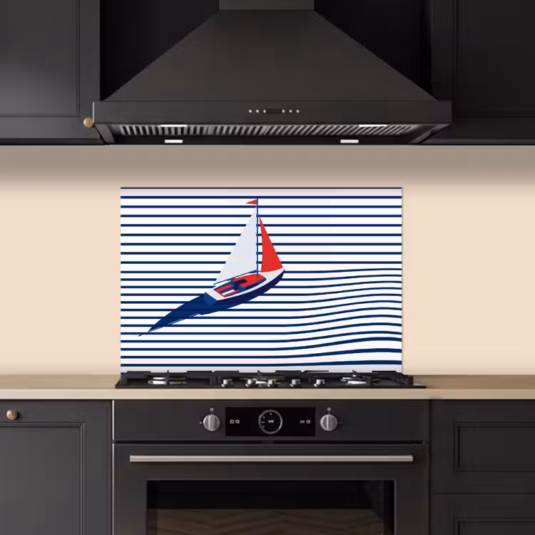 Spatscherm keuken - Boot - Water - Abstract - Blauw — 5