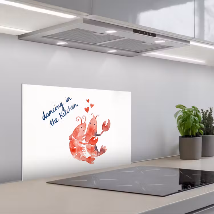 Spatscherm keuken - Dier - Dans - Liefde - Waterverf - Rood — 1