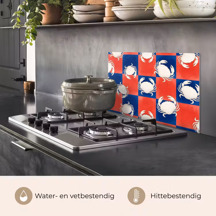 Spatscherm keuken - Patroon - Zeeleven - Rood - Blauw - Abstract — 2