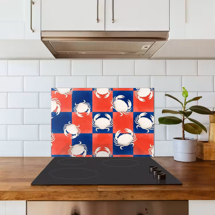 Spatscherm keuken - Patroon - Zeeleven - Rood - Blauw - Abstract — 3
