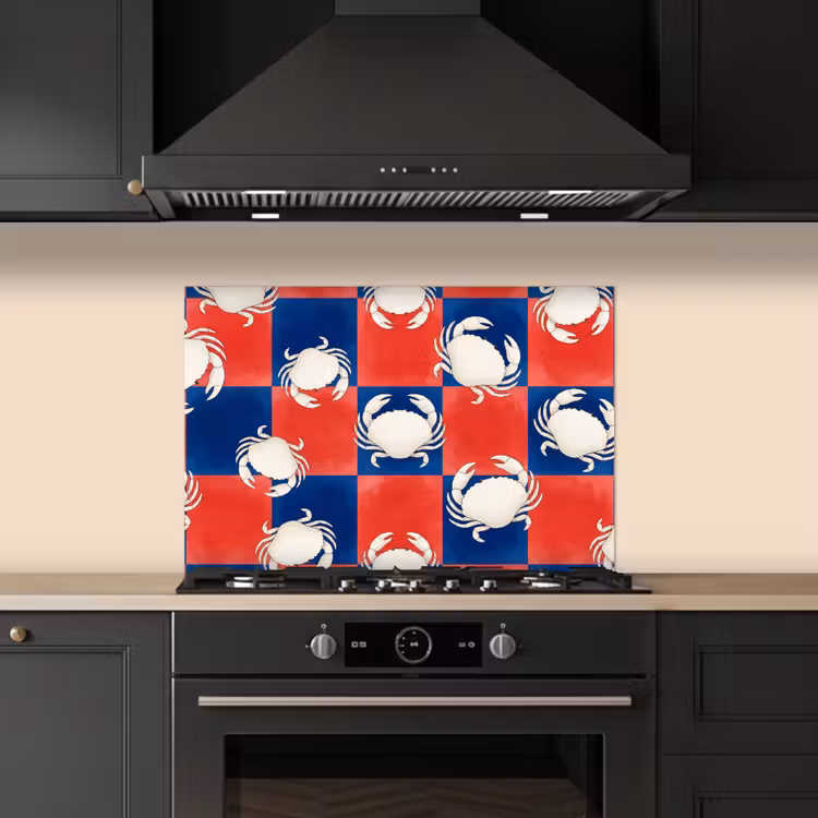 Spatscherm keuken - Patroon - Zeeleven - Rood - Blauw - Abstract — 5