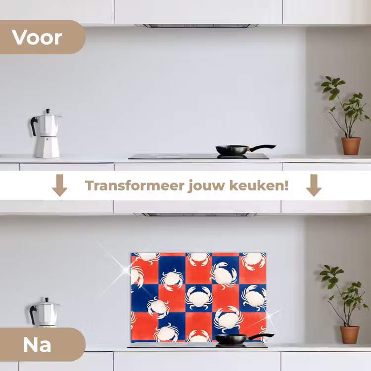 Spatscherm keuken - Patroon - Zeeleven - Rood - Blauw - Abstract — 7