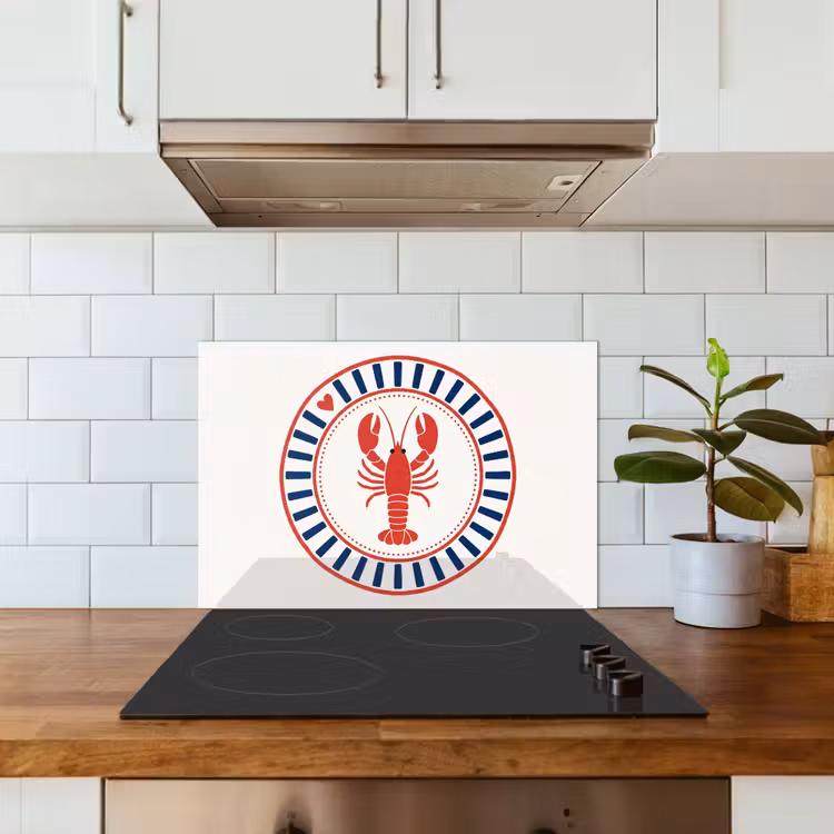 Spatscherm keuken - Zeeleven - Kreeft - Embleem - Grafisch - Rood — 3