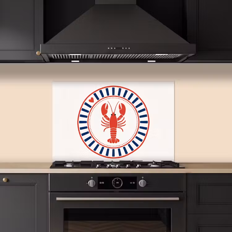 Spatscherm keuken - Zeeleven - Kreeft - Embleem - Grafisch - Rood — 5